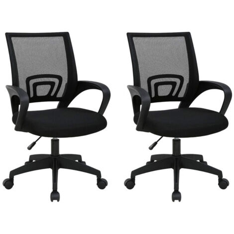 DASCK - Pack de 2 - Silla de Oficina Ergonómica de Malla con Altura Ajustable y Pie Negro