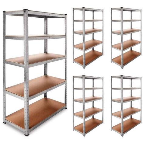 DASCK - Pack 5 Estanterías Metálicas Galvanizadas  – 5 Baldas c/u, 875kg c/u (180 x 90 x 40 cm cada una) Total 4375kg – Almacenamiento Taller