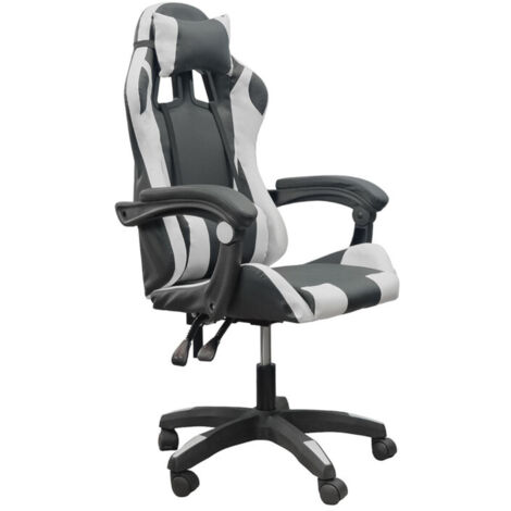 DASCK - Silla de Oficina Gaming con Reposacabezas y Respaldo Ajustable - Blanco (1/5)