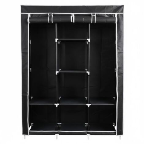 DASCK - Armario Ropero de Tela Desmontable 128 x 45 x 170 cm - Negro (1/3)