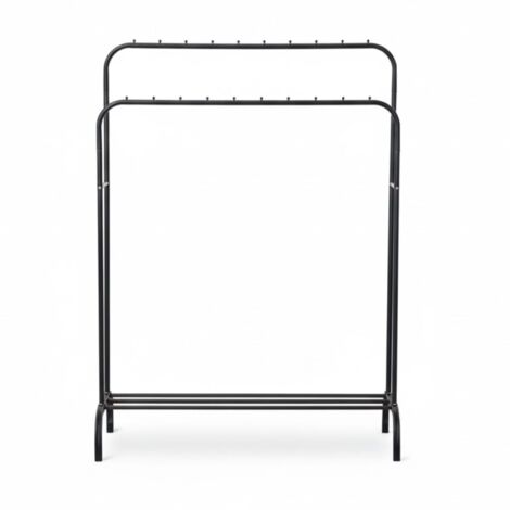 DASCK - Perchero Burro Doble Barra Metálico 110 cm con Estante - Negro