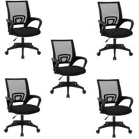 DASCK - Pack de 5 Sillas - Silla de Oficina Ergonómica de Malla con Altura Ajustable y Pie Negro