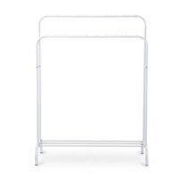 DASCK - Perchero Burro Doble Barra Metálico 110 cm con Estante - Blanco