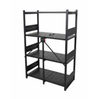 DASCK - Estantería Metálica Plegable 4 Baldas 68 x 34 x 112 cm 100 kg - Negra