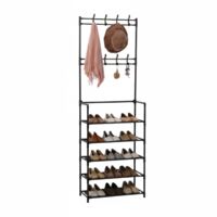 DASCK - Mueble Recibidor Zapatero 5 Baldas con Perchero 26 cm Fondo - Negro