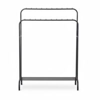 DASCK - Perchero Burro Doble Barra Metálico 110 cm con Estante - Negro