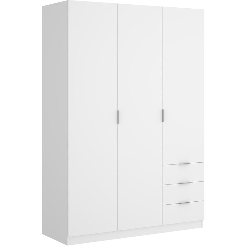 Armario de 3 puertas y 3 cajones color Blanco 184x121x52 cm - Modelo ESSEN