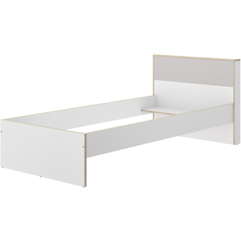 Cama de 90x190 cm color Blanco / Natural / Gris Malla 81,4x99x213 cm - Modelo BOREAL