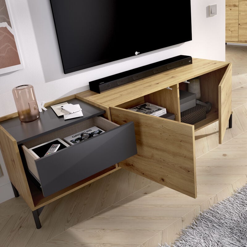 Mueble bajo TV Lak grafito-nordic diseño industrial 