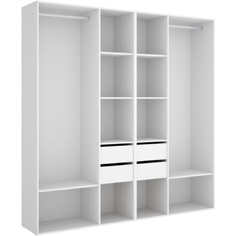 DEKIT - CONJUNTO VESTIDOR CON CUATRO CAJONES Y TRASERA REVERSIBLE - 205 x 196 x 45 cm - BLANCO / NATURAL