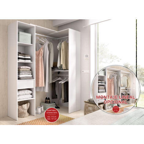 DEKIT - VESTIDOR DOBLE MONTAJE LINEAL O RINCON - 187 x 98 x 41 cm - BLANCO