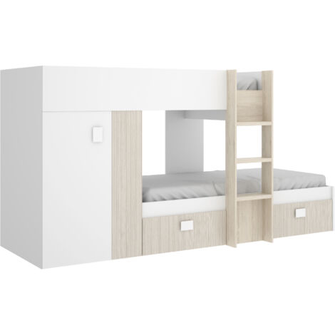 DEKIT GROE - CAMA TREN PARA DORMITORIO - BLANCO / NATURAL / ALISTONADO - 150 x 271 x 111