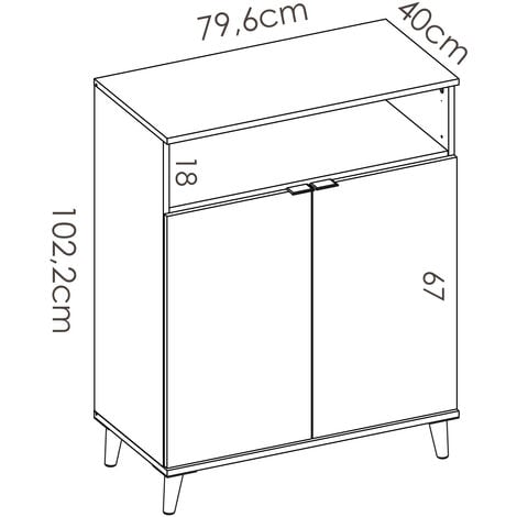 Mueble Auxiliar de Cocina Dekit - Almacenamiento Perfecto - Blanco/Natural  - 102x120x40