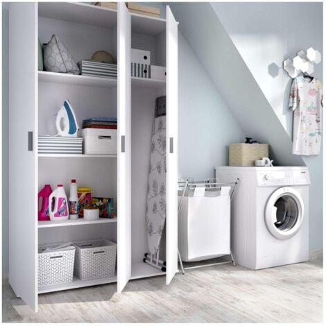 DEKIT - Armario Multiusos de 3 puertas color Blanco - 190x116x35 cm - Modelo FIT