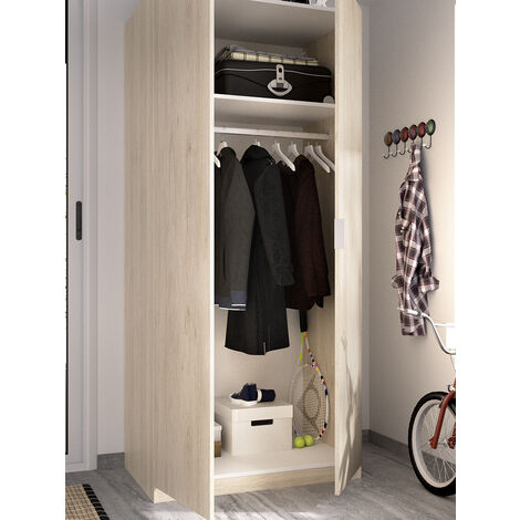 DEKIT - Armario para dormitorio de 2 puertas color Natural 184x81x52 cm modelo ESSEN