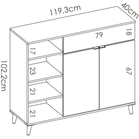 Mueble Auxiliar de cocina Blanco / Natural 102x120x40 cm - WOK