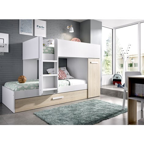 Cama Tren con 3 camas Blanco / Natural 150x244x112 cm - TOM