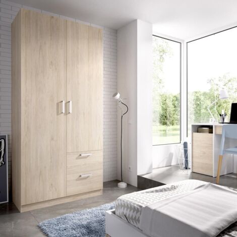 DEKIT - Armario 2 puertas y 2 cajones color Natural 215x100x52 cm modelo MAXI
