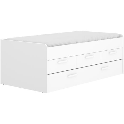 Cama Compacta juvenil con 3 cajones Blanco 67x195x95 cm - LEKA