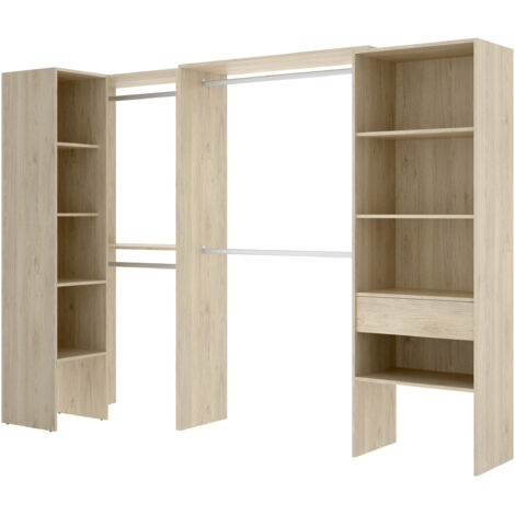 Composición Vestidor esquinero con 1 cajón estantes Natural - SUIT 1