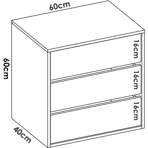 Cajonera de madera para armario interior Color blanco cm H.50xL.86