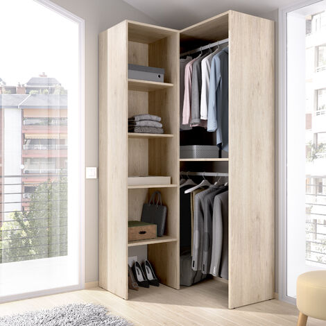 Kit Vestidor esquinero con estantes Natural 186x80x89 cm - SUIT