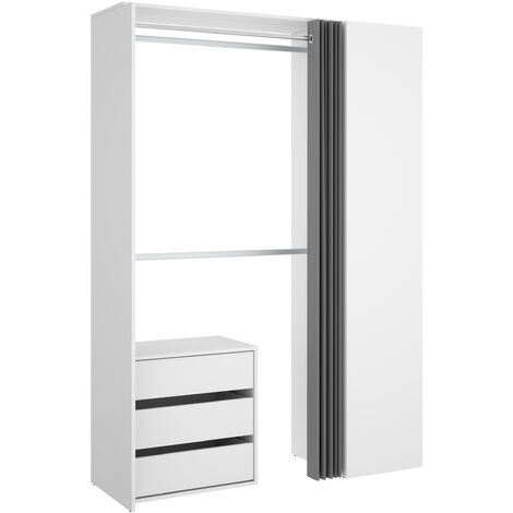Kit Vestidor con Columna, Cajonera y Cortina Blanco 205x141x52 cm - SUIT