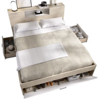 DEKIT LANKA - CAMA COMPACTA PARA DORMITORIO - NATURAL / BLANCO - 95 x 149.6 x 218.5 cm