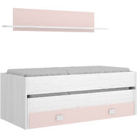 Cama Compacto 1 cajón y estantería Artic / Rosa 74x200x99 cm - OCEAN