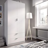 DEKIT - Armario para dormitorio de 2 puertas y 2 cajones ESSEN color Blanco 184x81x52 cm