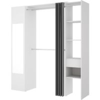 Kit Vestidor Columna con Espejo y Cortina Blanco 205x176x50 cm - SUIT