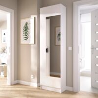 Armario Zapatero de 1 puerta con Espejo Blanco 185x50x27 cm - JAZZ