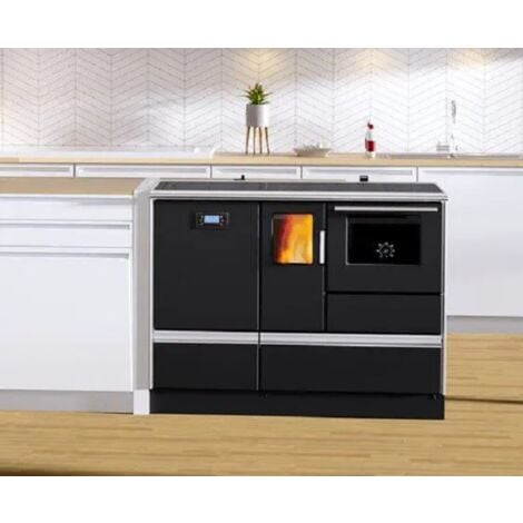 Pelletofen mit Brennofen (4,8 kW) + Boiler (15,2 kW) Sannover 20 kW Anthrazitgrau