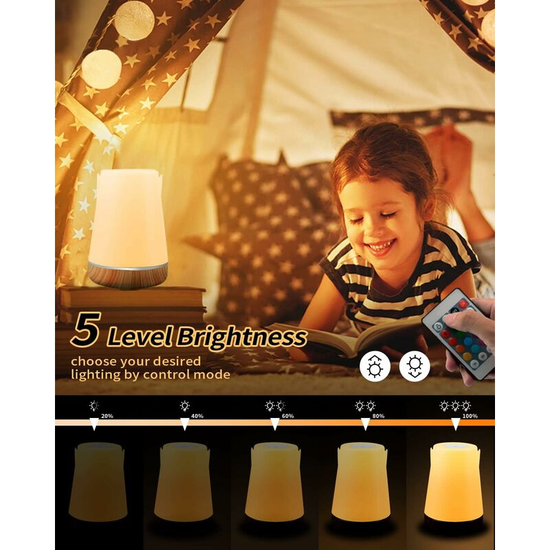 GDRHVFD Veilleuse LED, Lampe de Chevet Enfant, Lampe de Chevet Tactile,  Rechargeable par USB, Portable, 13 Colore Changement de Couleur RGB pour  Chambre, Chambre d'enfant, Camping