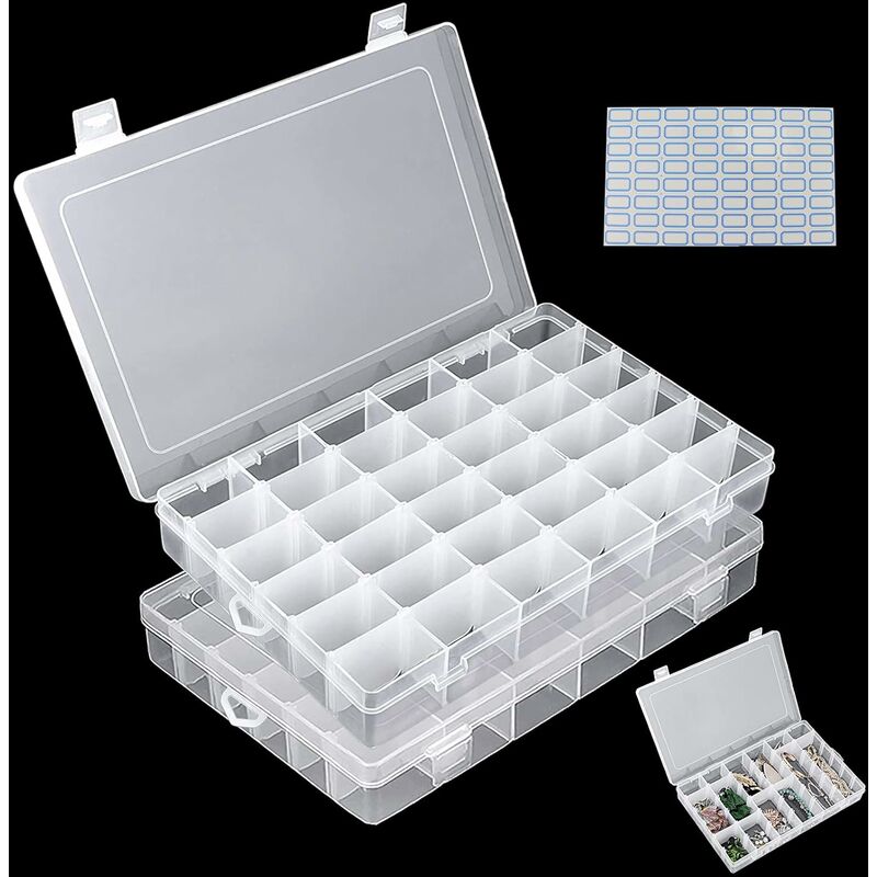 Boite de rangement pour perles - casiers ajustables - 28 compartiments - 21  x 17 x 4 cm