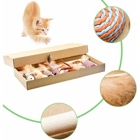 STOL 7 Pièces Jouets pour Chats, Jouets Chat Interactif, Ensemble de Jouets  pour Chat, 7 Jouets Différents, Utilisé pour Taquiner et Interagir avec Les  Chats