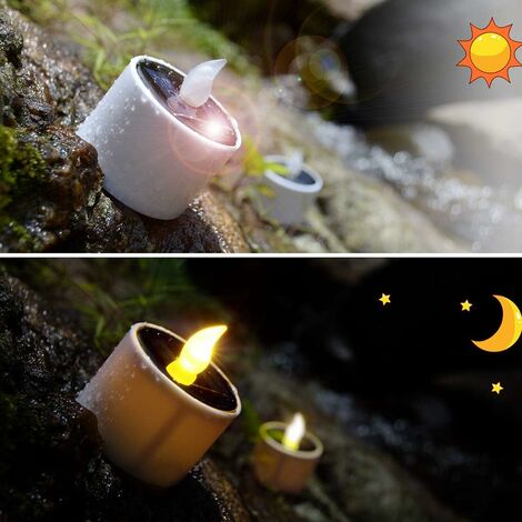 GDRHVFD Lot de 6 bougies solaires d'extérieur vacillantes - Bougies solaires  étanches - Pour jardin de lanternes
