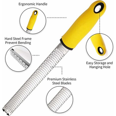 COZEVDNT Zesteur Râpe À Fromage En Acier Inoxydable Avec Housse De Sécurité  - Jaune