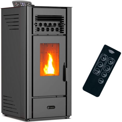 Stufa a pellet ad aria Anita da 10 kW Sannover nera + Kit di raccordo per fumista