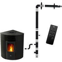 Stufa a pellet angolare Iseos 12,2 kW Nero Sannover + Kit di installazione