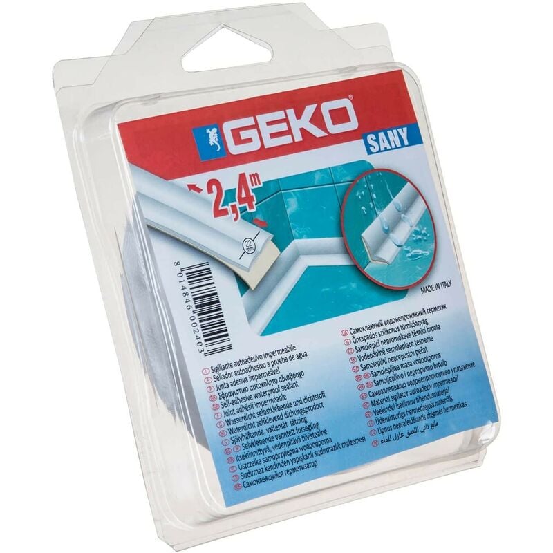 Geko Guarnizione Bordo Per Sanitari 22mm - 2,4 mt Bianco