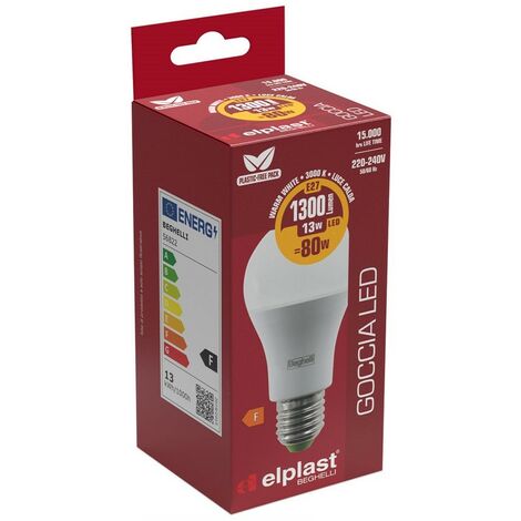 Lampadine Led Beghelli a Goccia 13W Luce Calda 3000K, E27 - 1300 Lumen