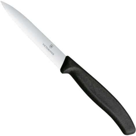 Coltello per verdure con lama seghettata, lunghezza 100/212 mm - nero