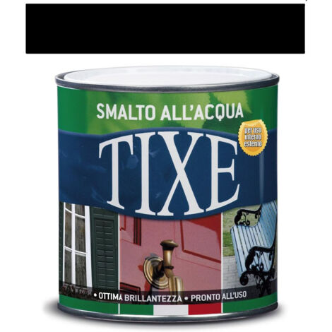 TIXE Aquatix Smalto Acrilico all’Acqua Nero Lucido – per legno, ferro e metalli 500ml