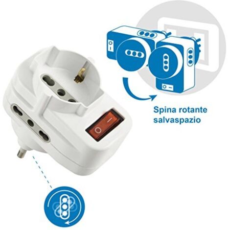 Adattatore Triplo con SCHUKO 16A+T potenza max. 1500W 800204 LINKLED