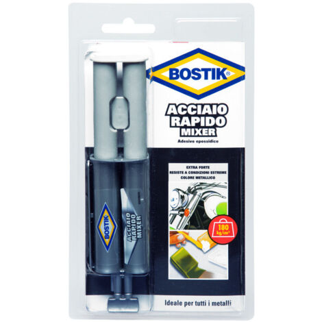 Bostik Acciaio Rapido Adesivo forte mixer epossidico bicomponente colore acciaio