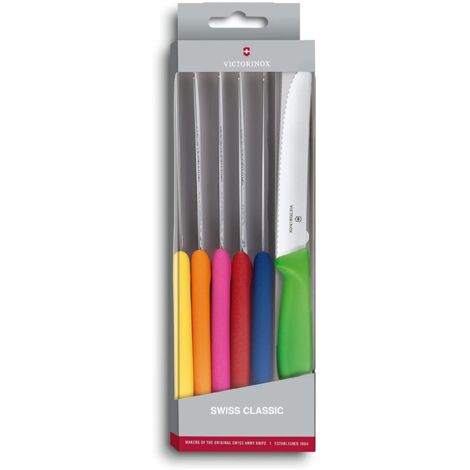 Victorinox Set 6 Coltello Punta Tonda Seghettato - 11cm  Multicolor