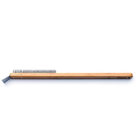 Spazzola Raschietto Ooni Per Forni Pizza E BBQ - Setole Acciaio, Manico Legno