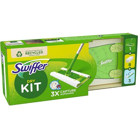 Swiffer DRY Starter Kit 1 Scopa e 8 Panni Catturapolvere