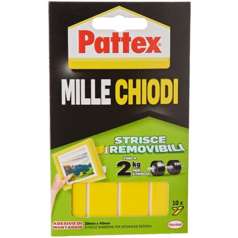 Pattex Millechiodi Tape Strisce Removibili 10 Strisce 20x40mm